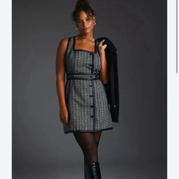 Anthro Maeve tweed mini dress size 10 - Picture 7 of 16